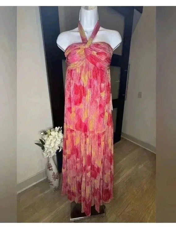 Violet Weekend Juniors' Metallic Print Halter Maxi Dress Size 07/08 Medium - Picture 6 of 9